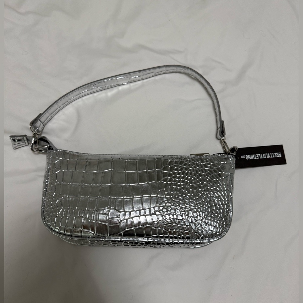 NWT Pretty Little Thing silver shoulder bag